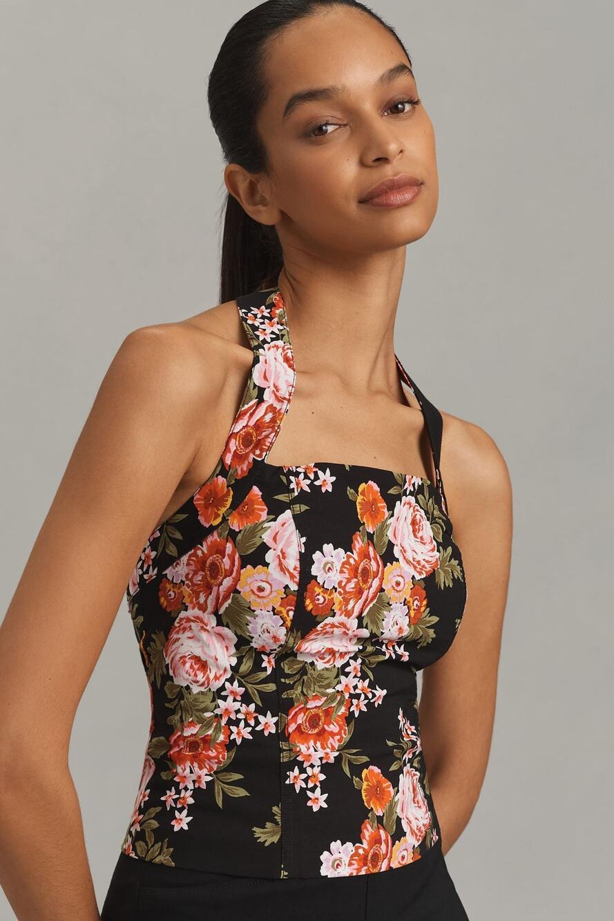 New Maeve Retro Floral Halter Top - Large